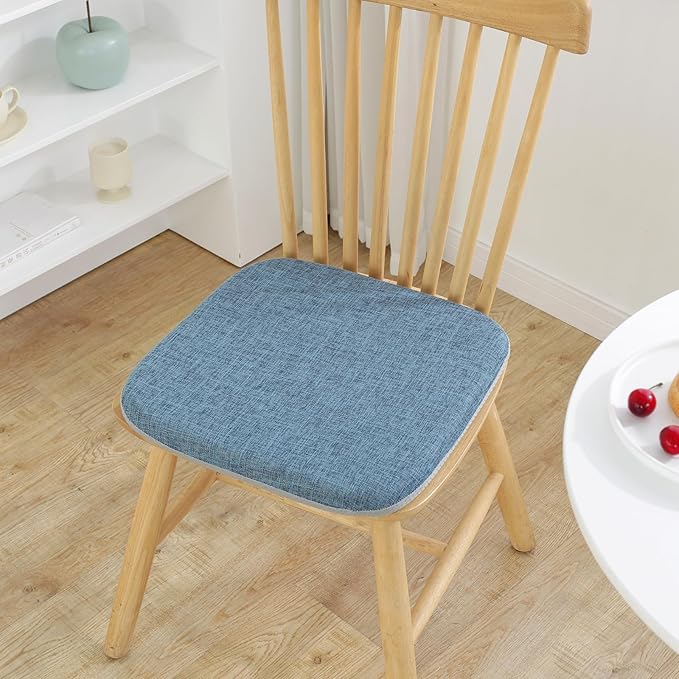 High Resilience Memory Foam Chair Cushion 19"x19"x2" Set of 2 Square Chair Pads and Washable Cover Non Slip Seat Cushions for Indoor Dining Room Kitchen and Office Chairs (Green,19"x19")