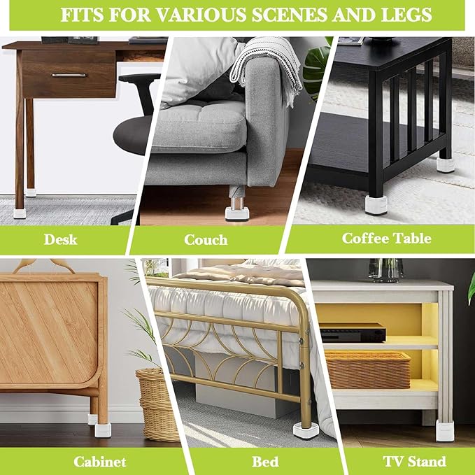6 Pack Furniture Risers 1 Inch, Adjustable Bed Risers Heavy Duty for Table Desk Couch Chair Sofa Cabinet Bed Legs Dorm, Square Stackable Bed Raisers Blocks Lift Height 1", 2" or 3", White