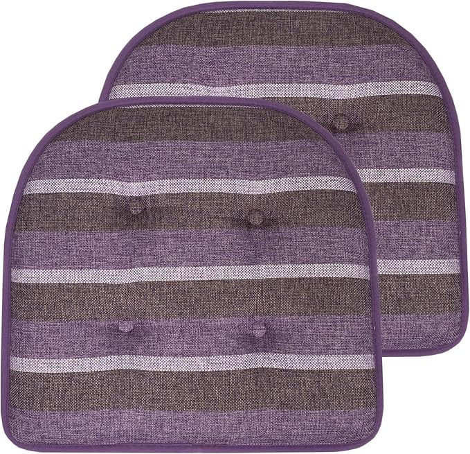 Chair Cushion Memory Foam Pads Tufted Slip Non Skid Rubber Back U-Shaped 17" x 16" Seat Cover, (Pack of 3)