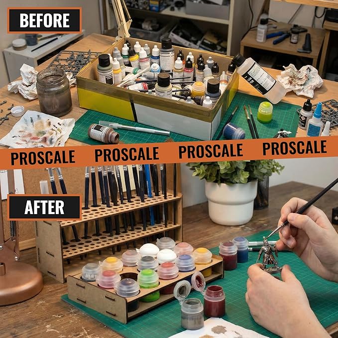 PROSCALE Mini Paint Holder for Miniatures & Modeling, Compact Project Paint Organizer Tray for 33mm Pots, Portable Tabletop Paint Rack, Compatible with Citadel (33mm)