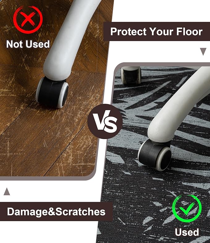 chakme Office Chair Mat for Hardwood Floor, 48"x36" Easy Glide Computer Desk Mat Protector for Rolling Chair Under Desk Rug Nonslip Backing, Machine Wash, (Leaf)