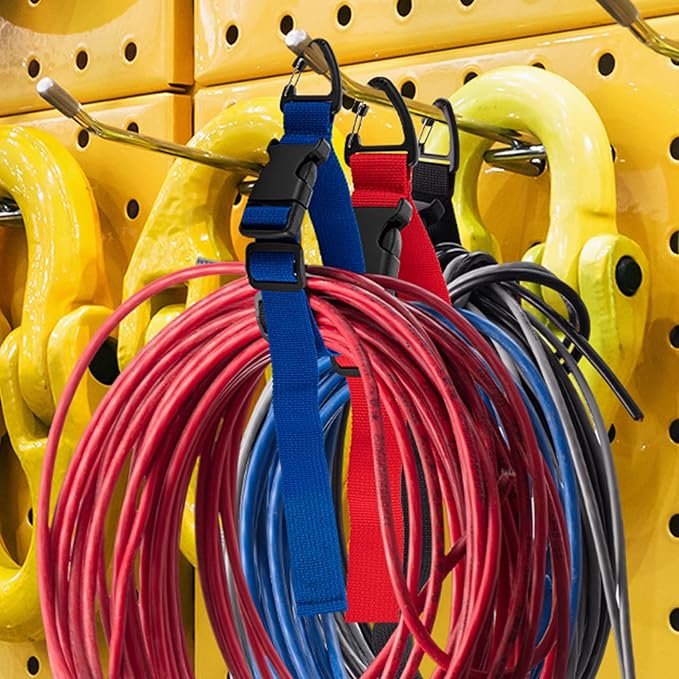 24 Pack 17 Inch Adjustable Extension Cord Holder Organizer with Triangle Clips for Garage Organization and Storage Heavy Duty Extension Cord Hanger for Men Workshop (Multicolor)