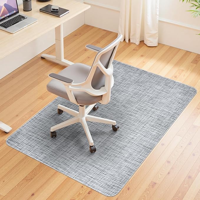 Wansimoo Office Chair Mat for Hardwood and Tile Floor, 48"x55" Floor Mat, Heavy Duty Computer Gaming Chair Mat, Anti-Slip, Non- Curve, Desk Chair Mat,Floor Protector for Home Office(Grey)