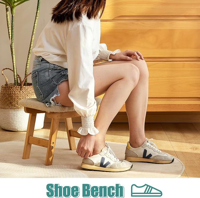 viewcare Foot Stools Ottoman, Small Foot Stool Ottoman, and Footstool, Wooden Foot Stool, Sofa Footrest Extra Seating for Living Room Entryway Office