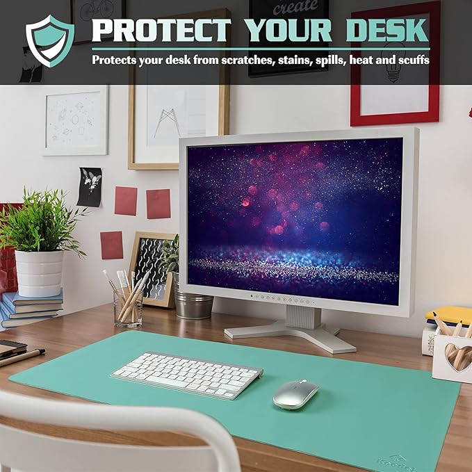 K KNODEL Non-Slip Desk Mat, Desk Pad, Desk Blotter, Desktop Mat for Desk, Small Desk Protector, Office Computer and Laptop Mat for Desk (23.6"x13.8", Green)