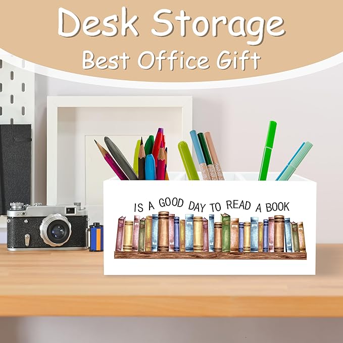 Bookmark Holder, Book Pen Pencil Holder for Classroom Book Club Desk, Books Club Gift, Room Home Office Decor, Books Makeup Brush Toothbrush Holders Organizer for Reading Corner Room Library