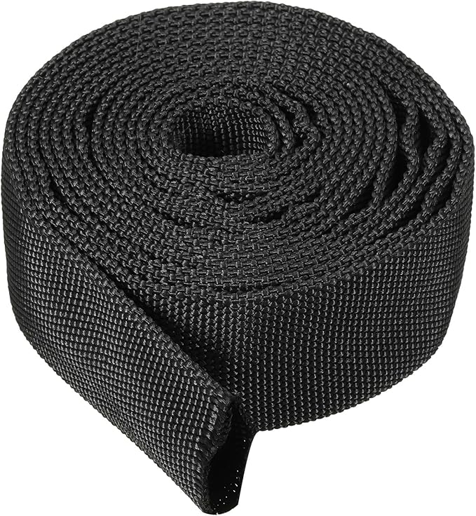 PATIKIL 1.1" Dia 10FT Nylon Protective Hose Sleeve, Cable Cover Sheath Protection for Welding Tig Torch Hydraulic Hose, Black