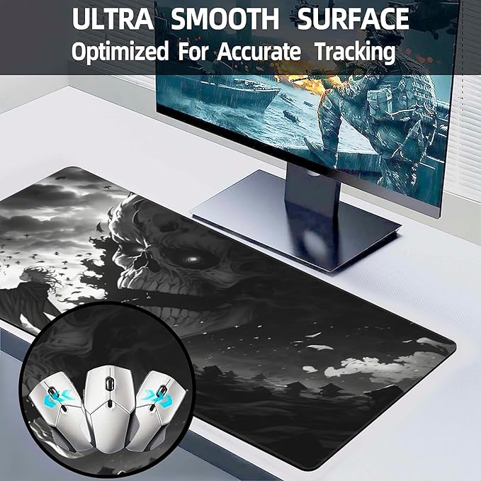 Desk Mat,Horror Anime Manga Large Gaming Mouse Pad for Desk XL,Anime Scene Desk Pad,Extended Big Computer Keyboard Mouse Pad with Non-Slip Base and Stitched Edge 31.5"x11.8"