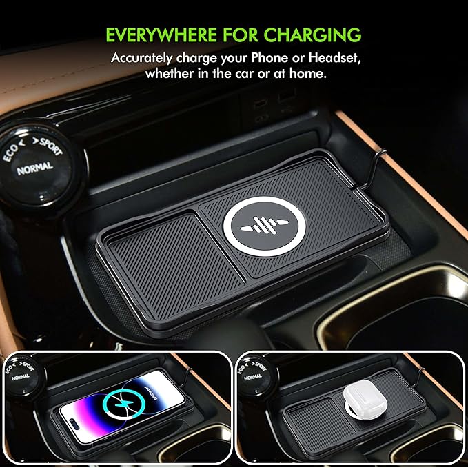Wireless Car Charger Pad, LANSEMKU 15W Fast Wireless Charging Pad for Car, Non-Slip Smart Safe Phone Charger Mat with 20W Car Adapter, Compatible with iPhone 16 15 14 13 12 Pro Max AirPods, 30CM Cable