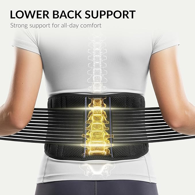 BraceUP Back Support Belt for Men and Women - Breathable Waist Lumbar Support Lower Back Brace for Sciatica, Herniated Disc, Scoliosis Lower Back Pain Relief, with Dual Adjustable Straps (XXL)