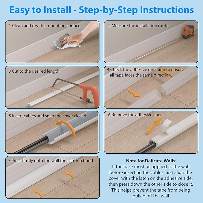 ZhiYo Corner Cable Concealer 85in, Medium Corner Cord Hider, Wire Covers for Cords, Paintable Cord Cover, Cable Management Channel Raceway for Wall, Floor Baseboard, Ceiling, 5 x L17in White