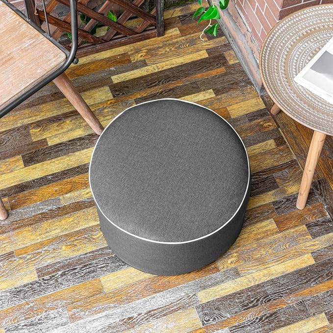 Outdoor Ottoman Outdoor Ottomans for Patio 20x12 Inches Modern Lightweight Foam Stuffed Pouf Outdoor Footstool Footrest Foot Stool Waterproof (Dark Gray)