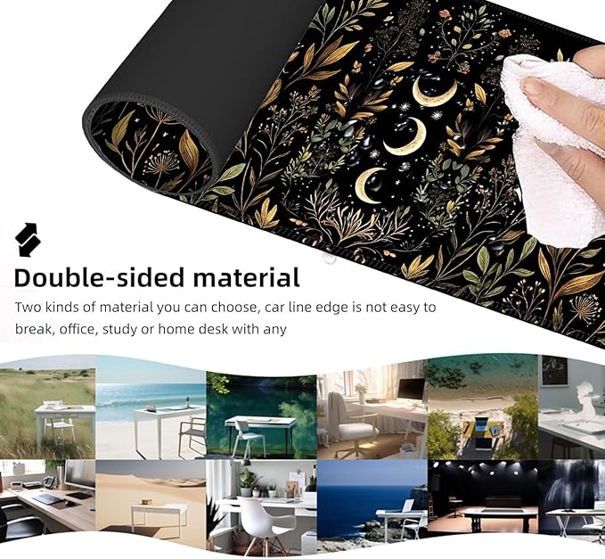 Ergonomic Mouse Pad Set with Wrist Support for Keyboard and Wrist Rest for Mouse, Memory Foam Comfort, Non-Slip Large Desk Mat for Home Office Pain Relief,Moon Star Flowers