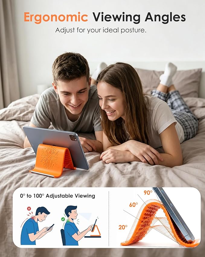Bendable Foldable Silicone Aluminum Phone Holder, Upgrade Flexible Silicone Phone Stand, Adjustable Airplane Phone Holder for Tablet Laptop Travel Non-Slip Bed Desk Office Treadmill (Mixed, 2pcs)
