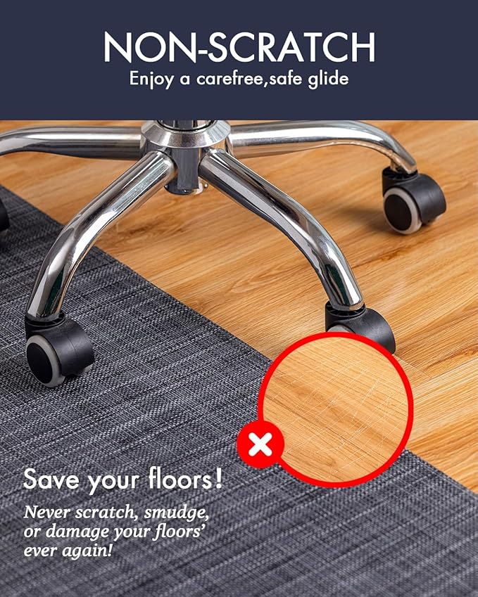Office Chair Mat for Hardwood Floor Under Desk Computer Rolling Chair Mat for Wood/Tile Floor Non-Slip Heavy Duty Desk Rug PVC Plastic Hard Floor Protector 46"x 60" (Cool Grey)