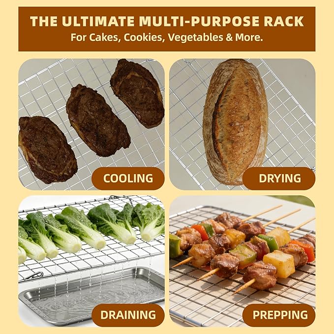 Cooling Rack, 5 Tier Stackable Cooling Racks for Cooking Baking Roasting, Multi-Level Collapsible Cookie Rack for Cakes, Oven Safe & Easy Clean (Silver, 5-Tier)