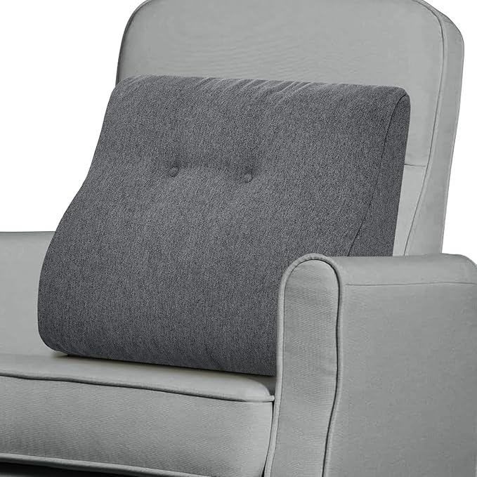 baibu Lumbar Support Pillow for Recliner, Large Memory Foam Dual-Layer Patent Design Back Support Cushion for Sofa & Gaming Chair, Ergonomic Lumbar Pillow with Machine Washable Cover, Dark Grey, 1P