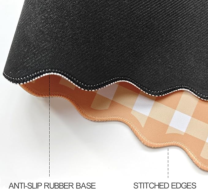 Scalloped‌ Orange Checkered Gingham Desk Mat Cute Pastel Large Mouse Pad Kawaii Cottagecore ‌Vintage‌ Rustic Keyboard Pad Computer Mat for Desktop Aesthetic Cozy Office Desk Decor