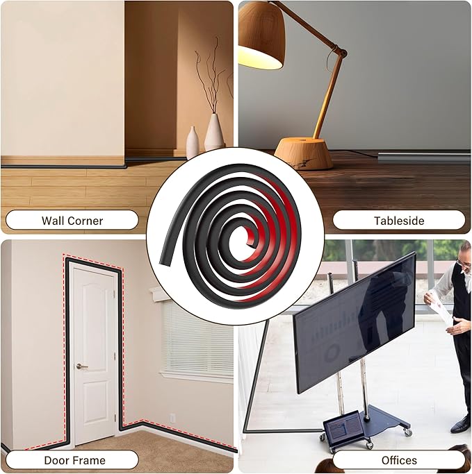 Cord Hider for Wall Mounted TV, 39" One Cable Cover with Side Open, Flexible Silicone Wire Raceway Management,Self-Adhesive Cord Organizer,Wire Concealer Channel, Black
