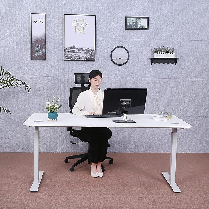 ApexDesk 60" Elite Height Adjustable Desk w/Cabinet Bundle (White Desk/White Cabinet)