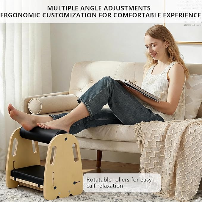 Adjustable Under Desk Foot Rest, Detachable & Washable,3 Height Levels, Interchangeable Soft & Massage Pads,Anti-Slip Design, for Office Home Gaming - Blue