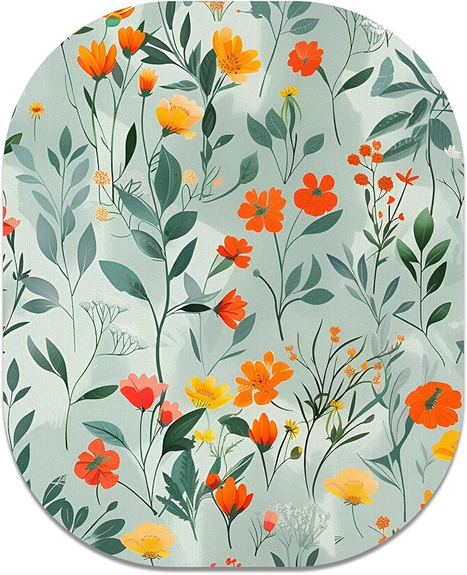 Small Mouse Pad, 6 x 7 Inch, Oval Mini Mouse Pad with Non-Slip Rubber Base for Laptop Wireless Mouse Keyboard Tray Mousepad, Colorful Flowers and Plants