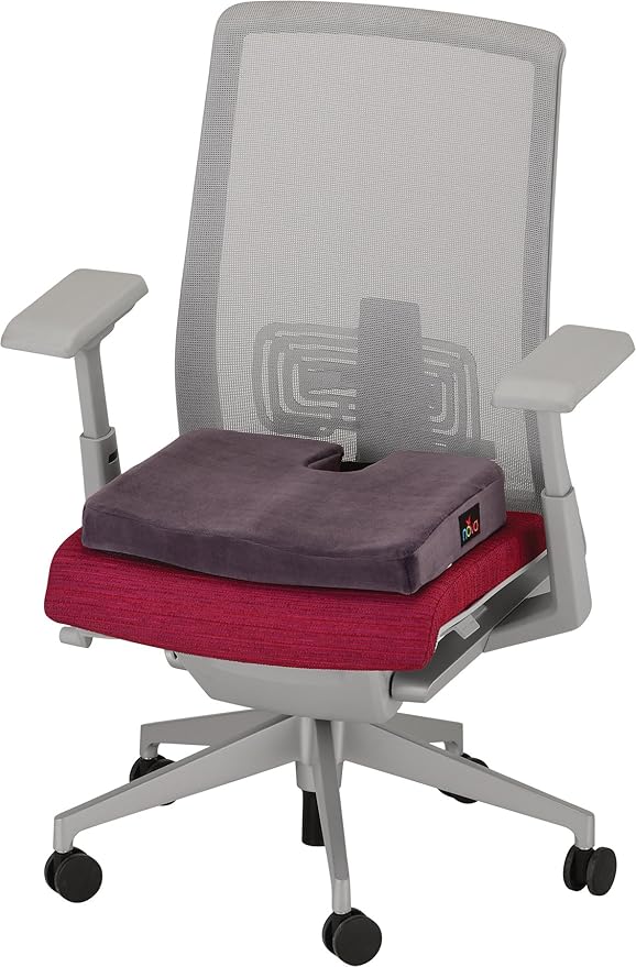 NOVA Medical Products Comfort Seat Cushion, Memory Foam Coccyx Cushion for Office Chair, Car, Wheelchairs & Benches, Waterproof Non-Slip Bottom, Super Soft Velour Removable & Washable Cover, Color: Charcoal Blue (2655C)