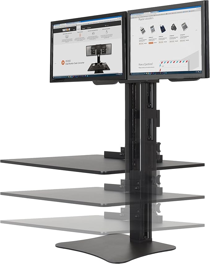 Victor High Rise Collection Dual Monitor Sit-Stand Standing Desk Converter, 28" by 23" by 15.5", Black