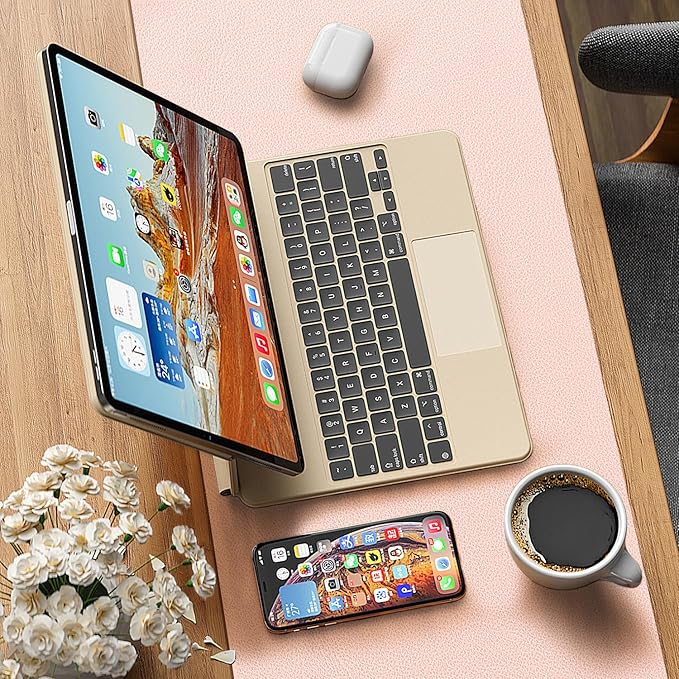 Leather Desk pad Protector, Office Mat, Large Mouse Mat, Non-Slip PU Leather Blotter, Laptop Desk Pad,Waterproof Laptop Computer Desk Keyboard Mat for Office/Work/Home/Decor (Pink, 55in*18in)