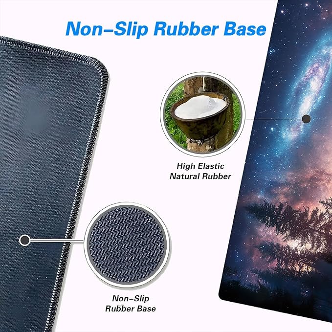 Galaxy Desk Mat Northern Light Forest Punk Mousepad XL Large Gaming Mouse Pad Laptop Keyboard Mat Desk Pad Desktop Accessories for Work & Study 31.5x11.8 Inch