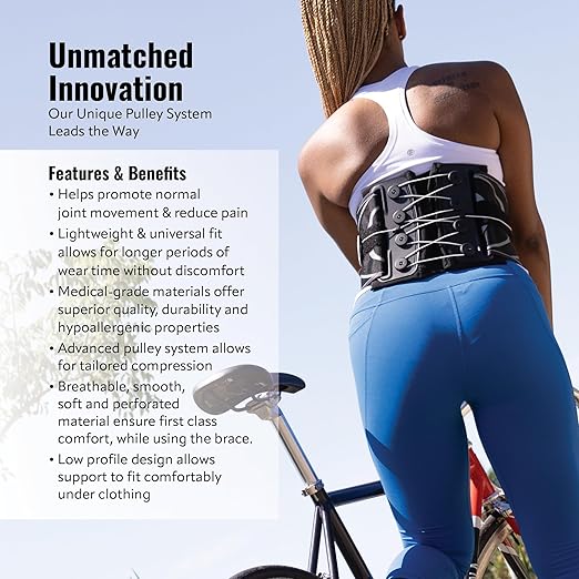 BakTec Universal LSO Lower Back Brace for Women & Men - Adjustable Lumbar Support Belt - Breathable Design Back Brace Support for Stability & Posture - Sizes L-3XL