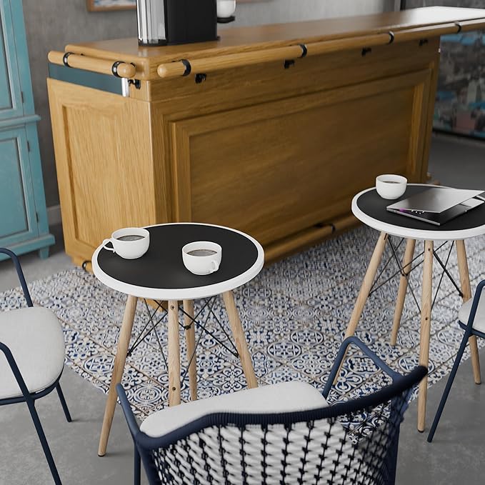 CENNBIE 18 Inches Round Placemats - Cork & Leather Table Mat - Suitable as Side Dining Coffee Table Cover Protector - Can Be Cut to Fit (6"-18", Black)