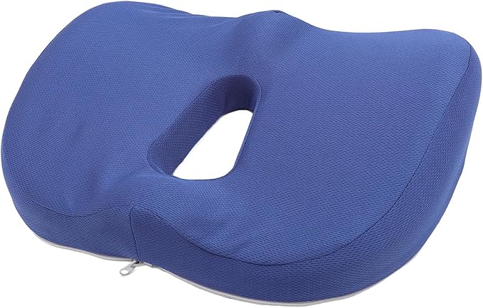 Memory Foam Seat Cushion 18x18 Inches Breathable Mesh Cover Removable Washable Non Slip Base 50% Pressure Relief for Long Sitting Back Pain Relief on Office Car Plane