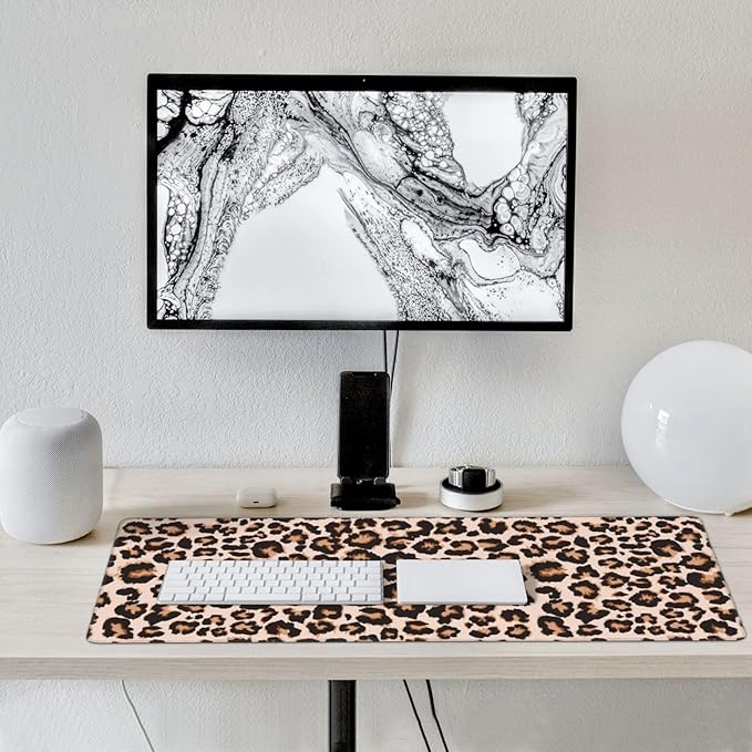 Cheetah Leopard Print Large Mouse Pad & Desk Mat Animal Skin Extended Mousepad Non-Slip Rubber Base Laptop Computer Keyboard Pad for Gaming, Office & Home Decor, XXXL - 35.4" X 15.7"