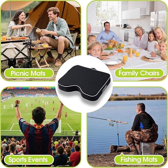 Stadium Cushion with Dual-Layer Foam (30D Support + 40D Memory), High Elasticity & Breathable, Waterproof Thick Bleacher Pad for Long Games, Portable for Outdoor Indoor Seating