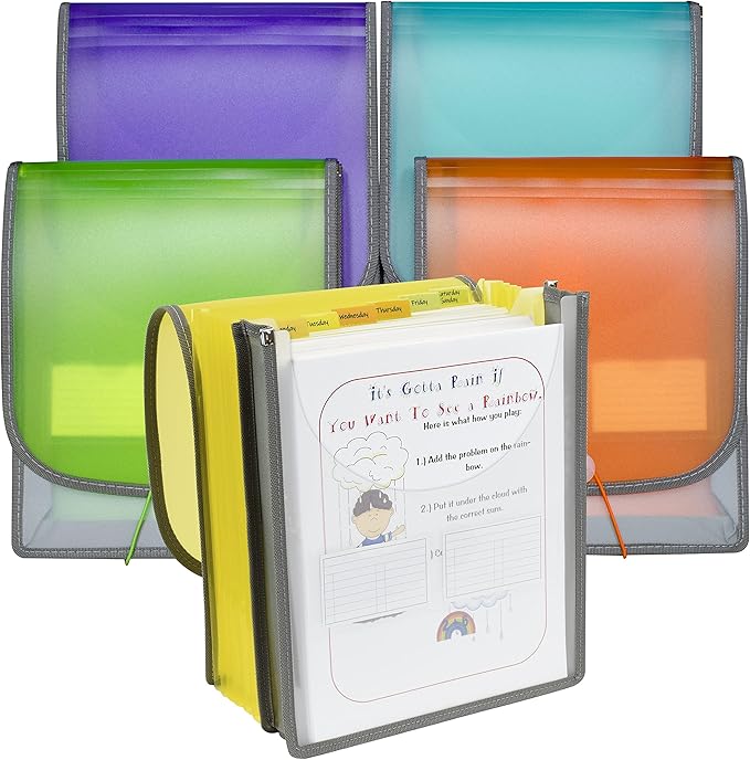 C-Line 7-Pocket Vertical Backpack File, Assorted, 1" x 10 1/4" x 12 3/4" (Pack of 2)