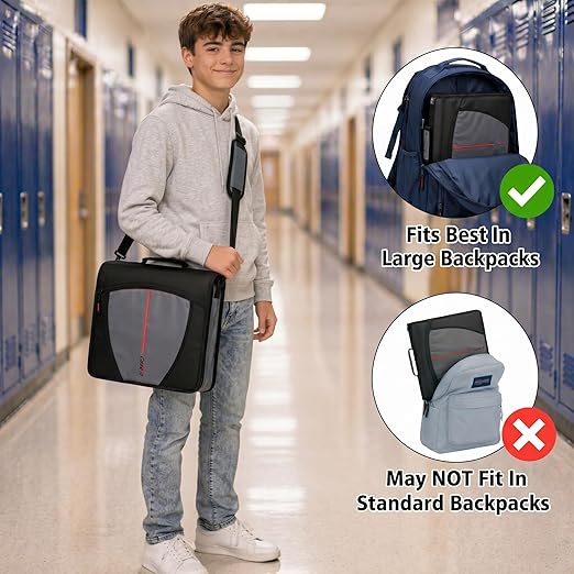 Case-it Mighty Zip Tab School Zipper Binder | 3-Inch O-Rings, 600-Sheet Capacity, 5-Subject Expanding File Folder, Multiple Pockets & Storage Organizer, Shoulder Strap | D-146 Light Blue Daisy