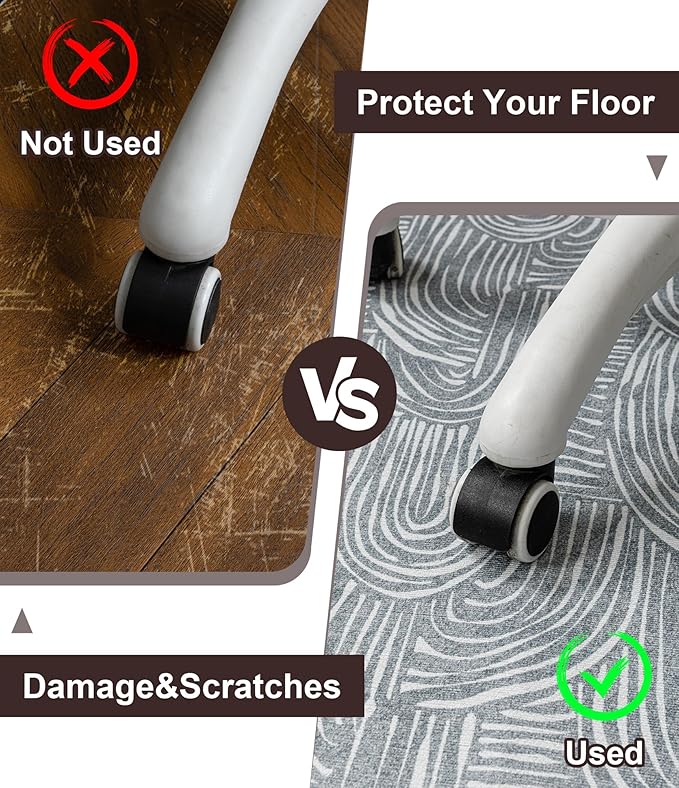 chakme Office Chair Mat for Hardwood Floor, 48"x36" Easy Glide Computer Desk Mat Protector for Rolling Chair Under Desk Rug Nonslip Backing, Machine Wash, (Arc)