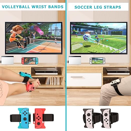 RTop 24 in 1 Switch Sports Accessories Kit for Nintendo Switch Sports, Switch Controllers Joy-Con Grips, Family Accessories Bundle Compatible with Nintendo Switch/Nintendo Switch OLED-With Carry Bag