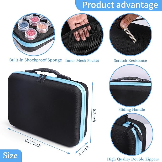 LYMUSUMI Diamond Art Storage Containers 120 Slots Diamond Painting Accessories and Tools Portable Bead Organizer Boxes for Adults（Blue）