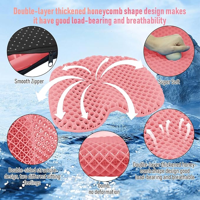 Kayak Seat Cushion, Thicken Anti Slip Waterproof Gel Kayak Seat, Portable Canoe Rowing Rubber Dinghy Pad for Stadium Sit in Kayak Inflatable Fishing Kayak Canoe Kayak Accessories