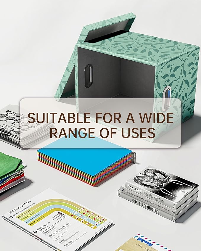 Oterri 2 Pack File Storage Organizer, Document Organizer, Portable File Box with Lid, Fit for Letter/Legal File Folder Storage,Leaf Green-Box only