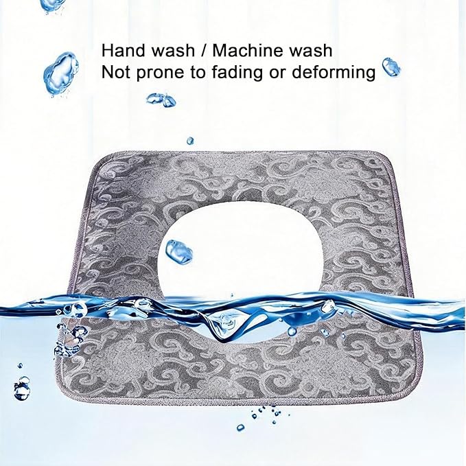 TourKing Bedside Commode Cushion, Square Shape with Center Opening, Gray Paisley Patterne, Fits Commode, Wheelchair & Toilet | Non-Slip, Comfortable for Bedridden & Disabled