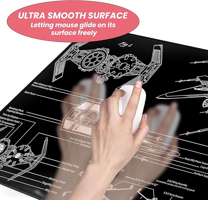 Large Gaming Mouse Pad, Desk Mat Extended XXL Keyboard Desk Pad with Non-Slip Base, 31.5x11.8 inch Black Gamer Mousepad for Office, Home & Gaming Room Decor (Spaceship Sci-f-2)