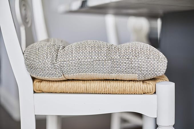 Klear Vu Gripper Overstuffed Universal Non-Slip Dining Chair Cushions for Kitchen Decor or Office Use, U-Shaped Skid-Proof Seat Pad, 15x15 Inches, 4 Count (Pack of 1), Waffle Natural