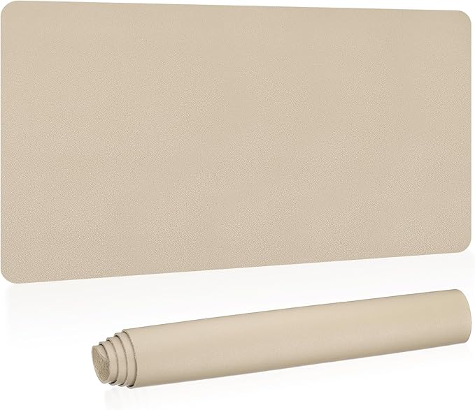 PATIKIL Desk Mat, 31"x15" Non-Slip Waterproof PU Leather Desktop Protector Dual Sided Desk Pad, Khaki