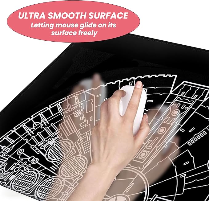 Large Gaming Mouse Pad, Desk Mat Extended XXL Keyboard Desk Pad with Non-Slip Base, 31.5x11.8 inch Black Gamer Mousepad for Office, Home & Gaming Room Decor (Spaceship Sci-f-1)