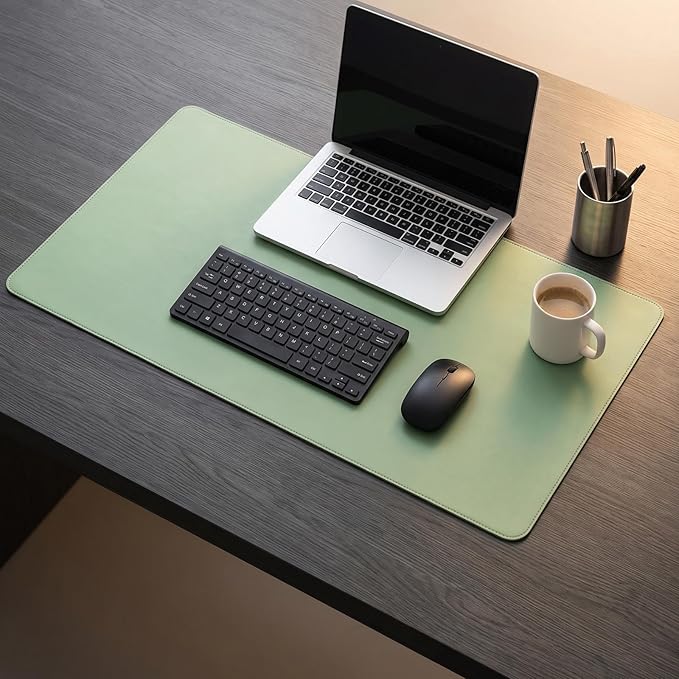 Desk Pad Blotter,PIPRE 27.58x35.85 in PU Leather Mouse Pad,Waterproof Non-Slip Writing Desktop Protector Mat,Office Desk Accessory,Green