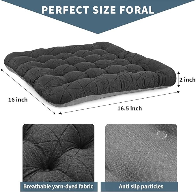 BUYUE Good Support Office Chair Cushion, Luxury Jacquard with Anti-Skid Silicone Seat Cushion Padded for Computer Desk Kitchen Chair (1 Count, Dark Grey)