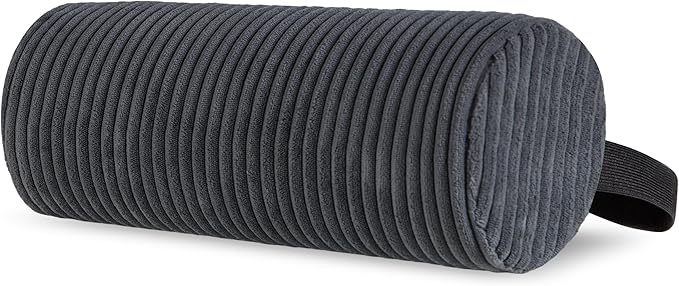 Lumbar Roll Lumbar Support Pillow for Office Chairs, Cars, and Gaming Chairs, Back Cushion with Washable Cover & Adjustable Strap to Relieve Back Pain and Improve Posture, 15"x6"x5", Dark Grey